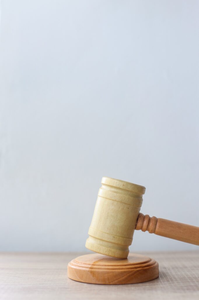 Judge gavel on the table with copy space. Law theme